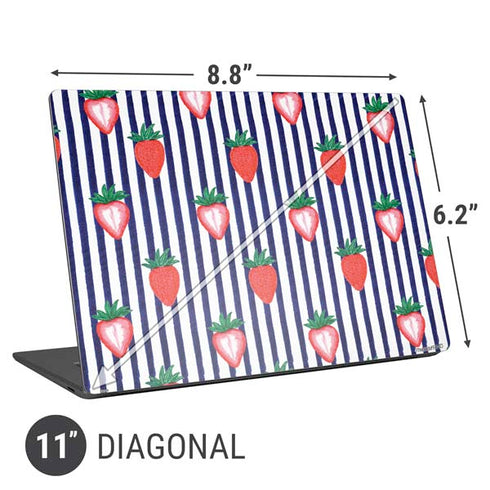 Bouffants and Broken Hearts Strawberries and Stripes Universal Laptop 11in (8.8 x 6.2in) Skin